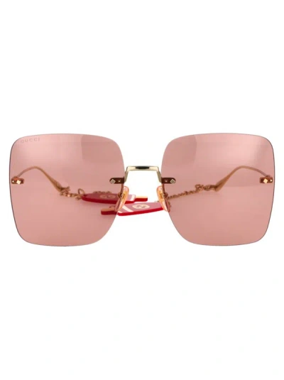 Gucci Gg1147s Gold Female Sunglasses In Pink