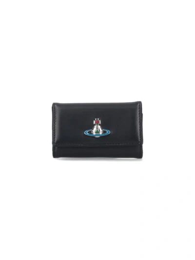 Vivienne Westwood "orb" Logo Keyring In Black