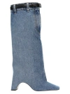 Coperni Bridge Buckled Leather-trimmed Denim Knee Boots