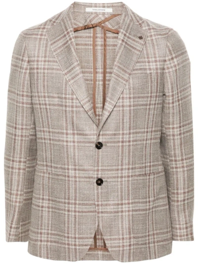 Tagliatore Checked Single-breasted Blazer In Grey