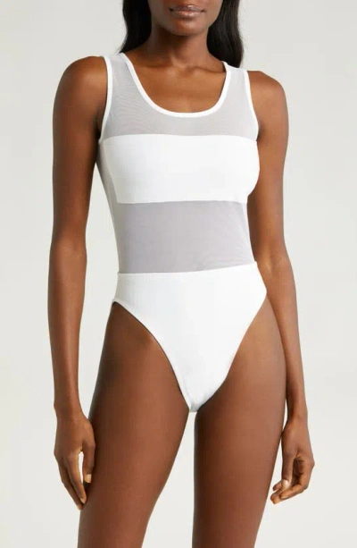 Norma Kamali Dash Dash Mesh One-piece Swimsuit In White