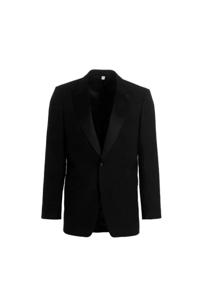Burberry Wool Tailored Blazer Jacket In Black