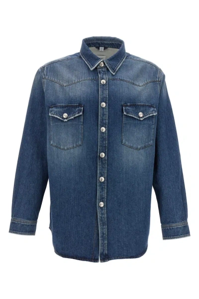 Burberry Harkgate Denim Shirt In Blue