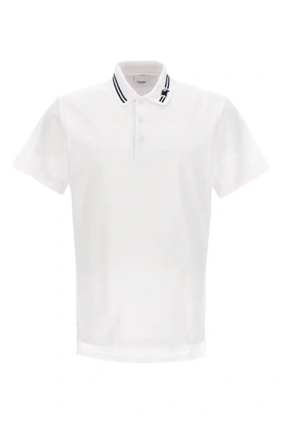 Burberry Equestrian Knight-embroidered Polo Shirt In White