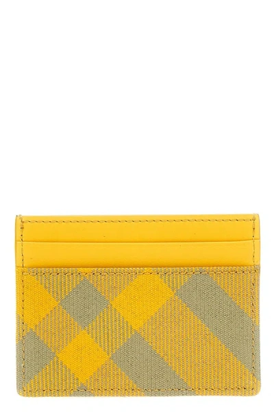 Burberry Men Check Card Holder In Yellow