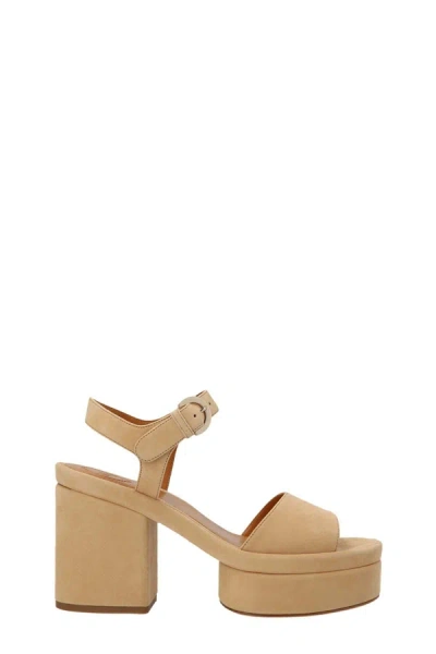 Chloé Odina Suede Platform Sandals In Cream