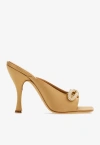 Ferragamo Woman Mule With Asymmetric Bow In Camel