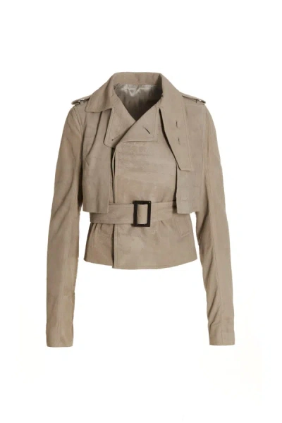Rick Owens Mini Trench Jacket In Beis