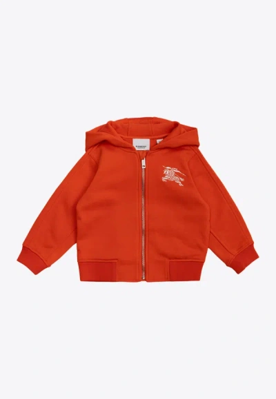 Burberry Babies Devan Logo-embroidered Hooded Sweatshirt In Orange