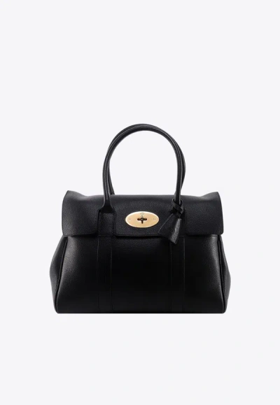 Mulberry Bayswater Grained Leather Tote Bag In Black