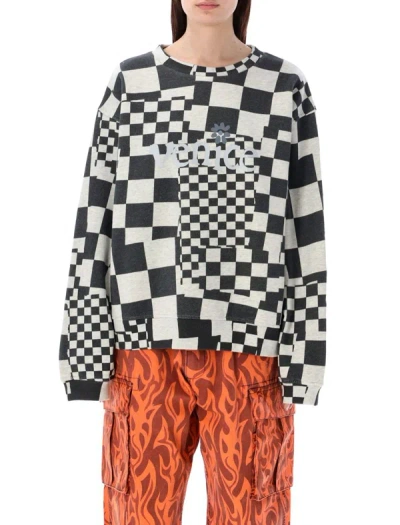 Erl Gray & Black Check Sweatshirt In Checker