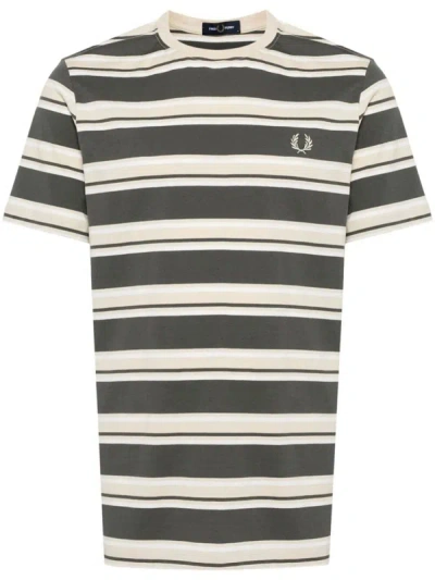 Fred Perry Stripe T Shirt Green