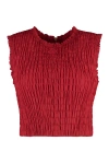 Patou Faille Textured Crewneck Crop Top In Red