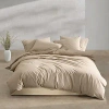 Calvin Klein Washed Percale Cotton Solid 3 Piece Duvet Cover Set, Queen In Camel Brown