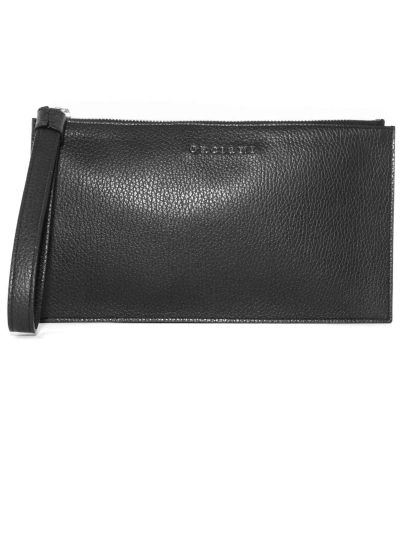 Orciani Logo-lettering Leather Clutch In Black