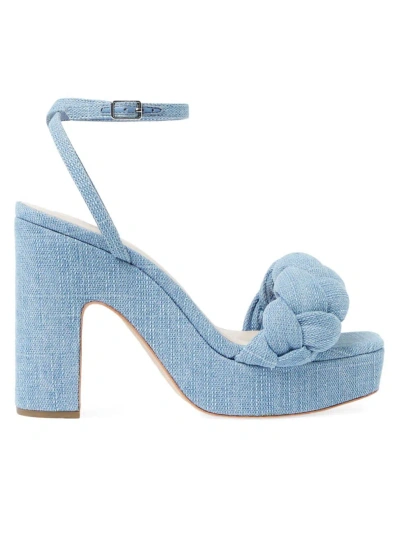 Loeffler Randall Fae Braided Denim Platform Sandals In Blue