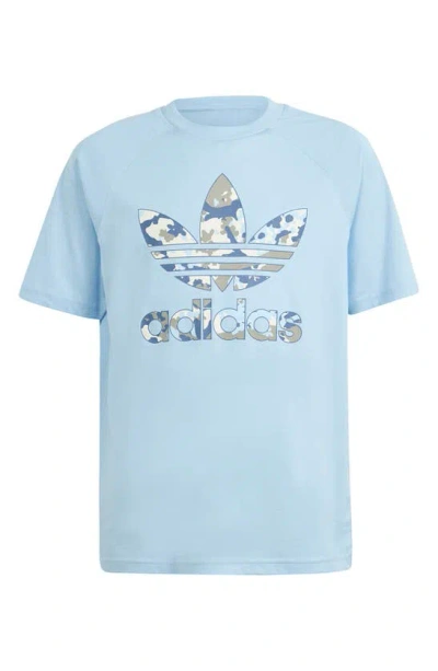 Adidas Originals Adidas Kids' Camo Cotton Graphic T-shirt In Clear Sky