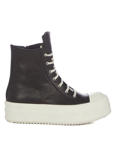 Rick Owens Mega Bumper Leather Sneakers In Black