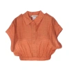 Twinset Cropped Blouse With Oval-t Logo In Arancio