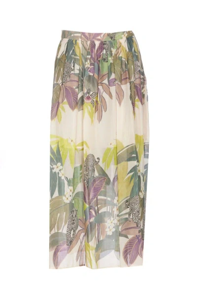 Twinset Jungle-print Muslin Midi Skirt In Multicolour