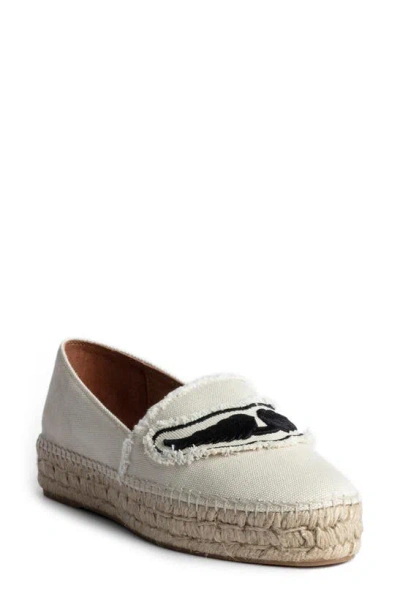 Zadig & Voltaire Zadig Wing-embroidered Canvas Espadrilles In Flash