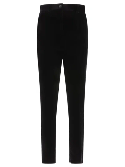 Dolce & Gabbana Velvet Cigarette Trousers In Black