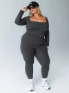 Princess Polly Active Unstoppable Activewear 7/8 Leggings Grey Curve In Slate