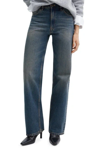 Mango Mid-rise Straight Jeans Medium Vintage Blue