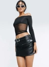 PRINCESS POLLY LOWER IMPACT BAZLEY FAUX LEATHER MINI SKIRT