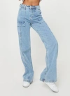Pp Dnm Chad Cargo Jeans In Mid Wash