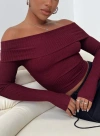 PRINCESS POLLY LOWER IMPACT MORLEY OFF SHOULDER SWEATER