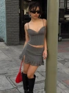 Princess Polly Ferran Mini Skirt In Grey Pinstripe