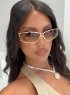 Princess Polly Dyxon Sunglasses In Gold/brown