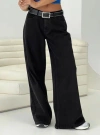 Pp Dnm Naylor Wide Leg Jeans In Washed Black