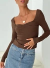 Princess Polly Lower Impact Rehna Long Sleeve Top In Brown
