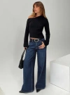 Pp Dnm Naylor Wide Leg Jeans In Mid Blue Denim