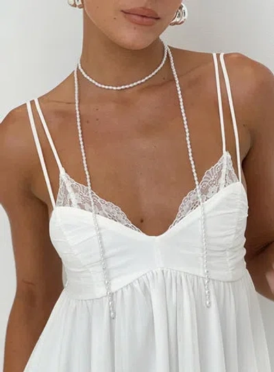 Princess Polly Lower Impact Omar Pearl Tie Necklace In White