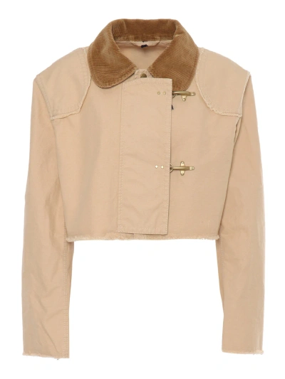 Fay 2-hook Canvas Cropped Jacket In White