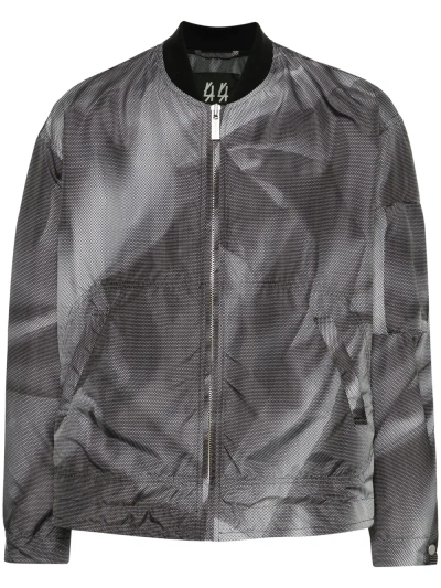 44 Label Group Crinkle Graphic-print Bomber Jacket In Black