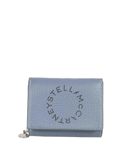 Stella Mccartney Trifold Wallet Embossed Grainy Mat In Blue