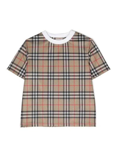 Burberry Kids' T-shirt Check Traforata In Brown