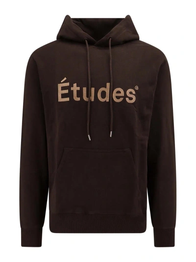 Etudes Studio Organic Cotton Sweatshirt With Frontal Logo In Brown