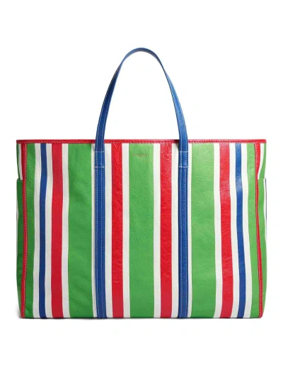 Balenciaga Chatelet Logo-print Striped Leather Tote Bag In Multicolour