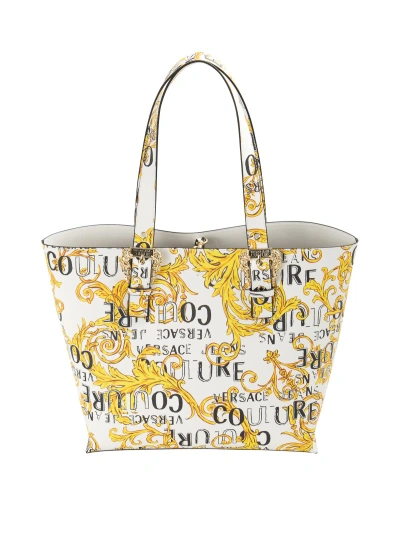 Versace Jeans Couture Reversible Logo-print Tote Bag In White