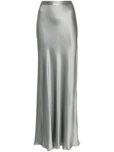 Antonelli High-waist Satin Maxi Skirt In Grey