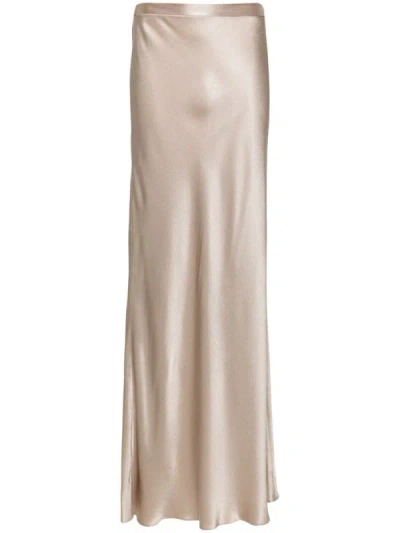 Antonelli High-waist Satin Maxi Skirt In Beige