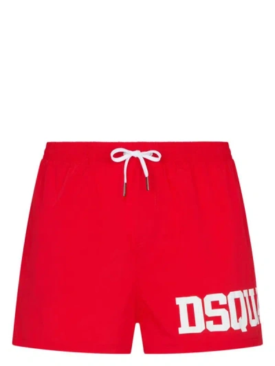 Dsquared2 Logo-print Swim Shorts In Red