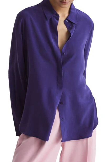 Reiss Kia Silk Button-up Shirt In Purple