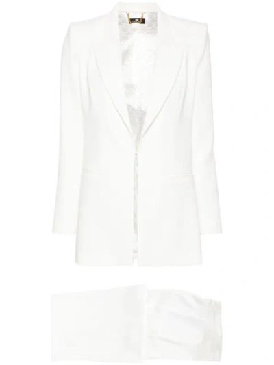 Elisabetta Franchi Crepe-textured Suit In White
