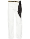 Elisabetta Franchi Ivory Flare Trousers With Foulard Belt In White